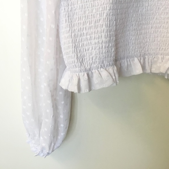 NWT Laundry by Shelli Segal Smocked Top with Sheer Sleeves - White - XL - Picture 3 of 10